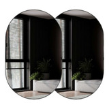 Kit 2 Espelho Oval 80x50 Couro Suporte Sala Decoração Quarto