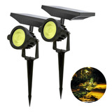 Kit 2 Espeto Solar Jardim Led Luminária Super Spot Luz Grama