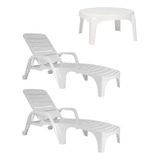 Kit 2 Espreguiçadeira Copacabana Dobrável Praia Mesa Puket