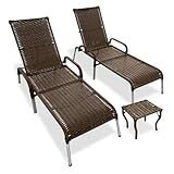 Kit 2 Espreguiçadeiras Cadeira Madrid Com Mesa Para Piscina Marrom 
