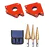 Kit 2 Esquadro Magnético 35kg   3 Brocas Escalonadas