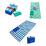 Kit 2 Esteira Praia Dobrável Bolsa Palha Impermeável Tapete