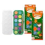 Kit 2 Estojos Tinta Aquarela 12 Cores Com Pincel Leo Leo