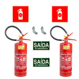 Kit 2 Extintor Abc 4kg Com Suporte Parede Setas Sinalização