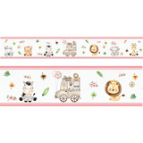 Kit 2 Faixa Decorativa Infantil Safari Menina Rosa Bebê Rosa