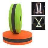 Kit 2 Faixa Fita Refletiva Gorgurão Fluorescente Uniforme Cor Verde Laranja Listrado