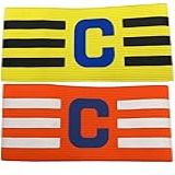 Kit 2 Faixas Braçadeiras De Capitão Elásticas De Futebol Cores Amarela E Laranja