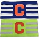 Kit 2 Faixas Braçadeiras De Capitão Elásticas De Futebol Cores Azul E Verde Limão