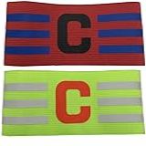 Kit 2 Faixas Braçadeiras De Capitão Elásticas De Futebol Cores Bordo E Verde Limão