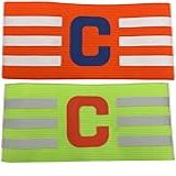 Kit 2 Faixas Braçadeiras De Capitão Elásticas De Futebol Cores Verde Limão E Laranja