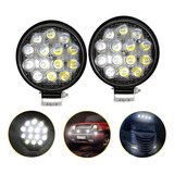 Kit 2 Farol 14 Leds Milha Off Road Redondo 42w Jeep 12v 24v
