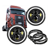 Kit 2 Farol Angel Eye Led Suporte Jeep Constellation Fusca
