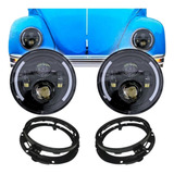 Kit 2 Farol Angel Eye Led Suporte Jeep Troller Fusca Kombi