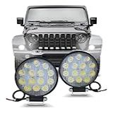 Kit 2 Farol De Milha Redondo 14 Leds 42w Automotivo Ultra Led 10 30V Veiculo Moto Carro Caminhão Pickup Off Road Não é Modelo Slim