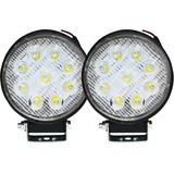 Kit 2 Farol Led Milha Redondo 27w Jeep 12v 24v Off Road Road