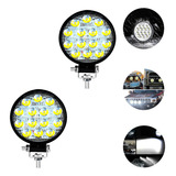 Kit 2 Farol Led Redondo Milha 42w 14 Leds Carro Jeep 9v 36v