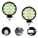 Kit 2 Farol Led Redondo Milha 42w 14 Leds Carro Jeep 9v 36v