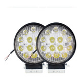 Kit 2 Farol Milha 42w Redondo 14 Leds 12v 24v Universal Slim