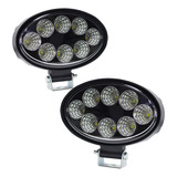 Kit 2 Farol Milha 8 Led 24w 12v 24v Oval Redondo Caminhão