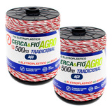 Kit 2 Fio Eletroplástico Cerca Elétrica Agro 15x6 500m Rural