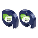 Kit 2 Fita Papel Compatível Dymo Letratag Lt 100 12mm Branca