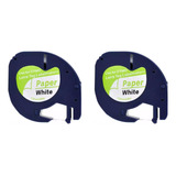 Kit 2 Fita Papel Compatível Dymo Letratag Lt 100 12mm Branca