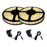 Kit 2 Fitas Luz De Led Branco Neutra 12v 2 Fontes 3 Ampere