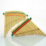 Kit 2 Flauta Pan Peruana Artesanal Sopro Bambu