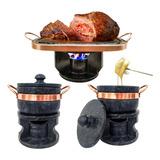 Kit 2 Fondue 800ml Fondue Retangular Pedra Sabão