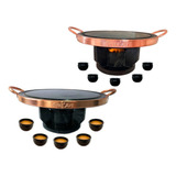 Kit 2 Fondue Pedra Sabão Carne 27 Cm Com 10 Tigelinhas