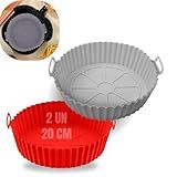 Kit 2 Forma 20 Cm Cesta De Silicone Para Air Fryer Reutilizável Antiaderente Compatível Com Todas Os Modelos Resistente Ao Calor Usar No Forno Microondas E Frigideira