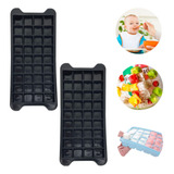 Kit 2 Forma Gelo Silicone Grande Tampa 36 Cubos Chocolate