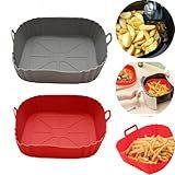 Kit 2 Formas De Silicone Quadrada Para Air Fryer Antiaderente 14x14x5 Cm Forma Cesta Reutilizável De Fritadeira Forro Assadeira Cor Sortida