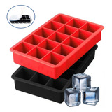 Kit 2 Formas Gelo Tampa Silicone Bandeja 15 Cubos Bpa Free