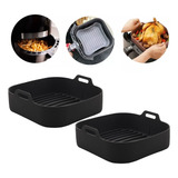 Kit 2 Formas Quadrada De Silicone Airfryer Forno Preta 20cm