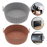 Kit 2 Formas Silicone Antiaderente Reutilizável Air Fryer