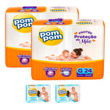 Kit 2 Fraldas Pompom Protek P Ou G 2 Sabonetes