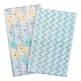Kit 2 Fronha Travesseiro De Bebê Estampada 40cmx30cm Chevron Verde E Branco Tecido 100 Algodão