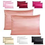 Kit 2 Fronhas De Cetim Antifrizz Seda Alto Brilho Par Cor De Rosa 