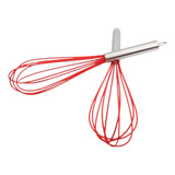 Kit 2 Fuê Batedor Ovos Bolo Silicone 30 E 26cm Cabo Inox