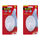 Kit 2 Gancho Adesivo Scotch Plástico Grande Suporta 3kg 3m