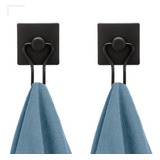 Kit 2 Gancho Cabide Suporte Porta Toalha Parede Banheiro 3m Cor Preto Arthi Art3437