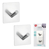 Kit 2 Ganchos Inox Parede Inox Super Colante