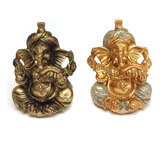 Kit 2 Ganesha Hindu Deus Sorte Prosperidade Sabedoria Resina