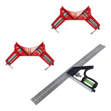 Kit 2 Grampo Angular 90 Esquadro Combinado Com Nível