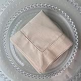 Kit 2 Guardanapos Bege Palha Ponto Ajour De Linho Misto 45 X 45cm