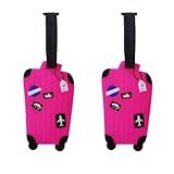Kit 2 Identificador De Mala De Viagem Tag De Bagagem Férias Avião Etiqueta De Silicone Premium ROSA MALINHA