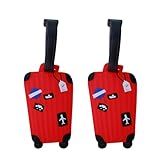 Kit 2 Identificador De Mala De Viagem Tag De Bagagem Férias Avião Etiqueta De Silicone Premium VERMELHO MALINHA