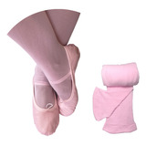 Kit 2 Itens Meia E Sapatilha Ballet Clássico Infantil