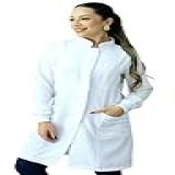 Kit 2 Jalecos Feminino Oxford Gola Padre Botão Embutido Com Punho Enfermeira Dentista Esteticista Médica BR Alfa P Regular Regular 